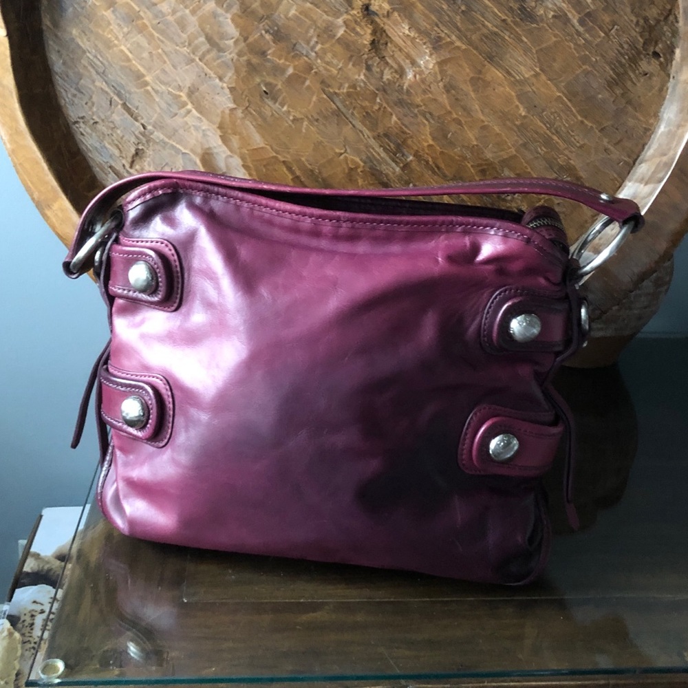 🧽 NWOT DKNY Wine / Plum Leather Shoulder Bag